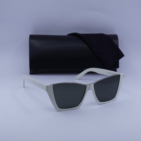 Saint Laurent SL369 KATE 003 Sunglasses Ivory Cat Eye Frame, Grey Lenses - Picture 11 of 11
